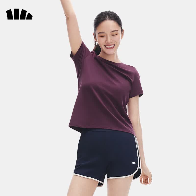 蕉下（beneunder）白t恤女短袖正肩打底衫棉吸汗春装内搭高档百搭CT005深檀紫L