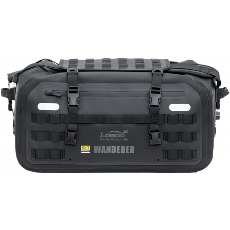 LOBOO蘿卜摩托車后座包摩旅裝備行李包儲物馱包流浪者防水包尾包 黑色50L-流浪者尾包