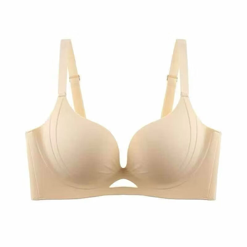 大胸显小内衣女薄款聚拢上托调整型防下垂无钢圈收副乳美背文胸罩 肤色 XL 【建议38/85AB】