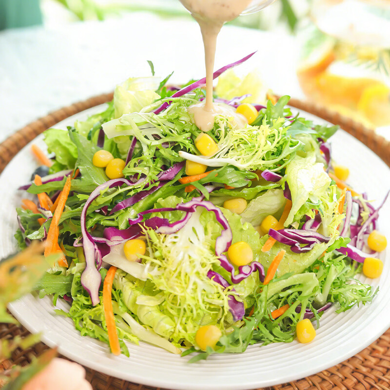 一号农场益生菌羽衣甘蓝奇亚籽沙拉汁轻食酱汁油醋汁牛排调料蔬菜沙拉拌酱 3包田园+益生菌沙拉汁200g