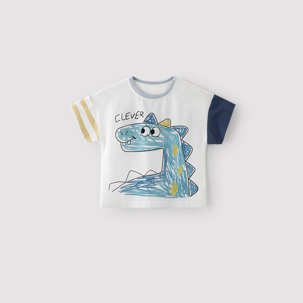 巴厘小猪男宝夏装男童T恤短袖儿童夏季薄款体恤婴儿上衣女童半袖宝宝衣服 【小恐龙】米白 120