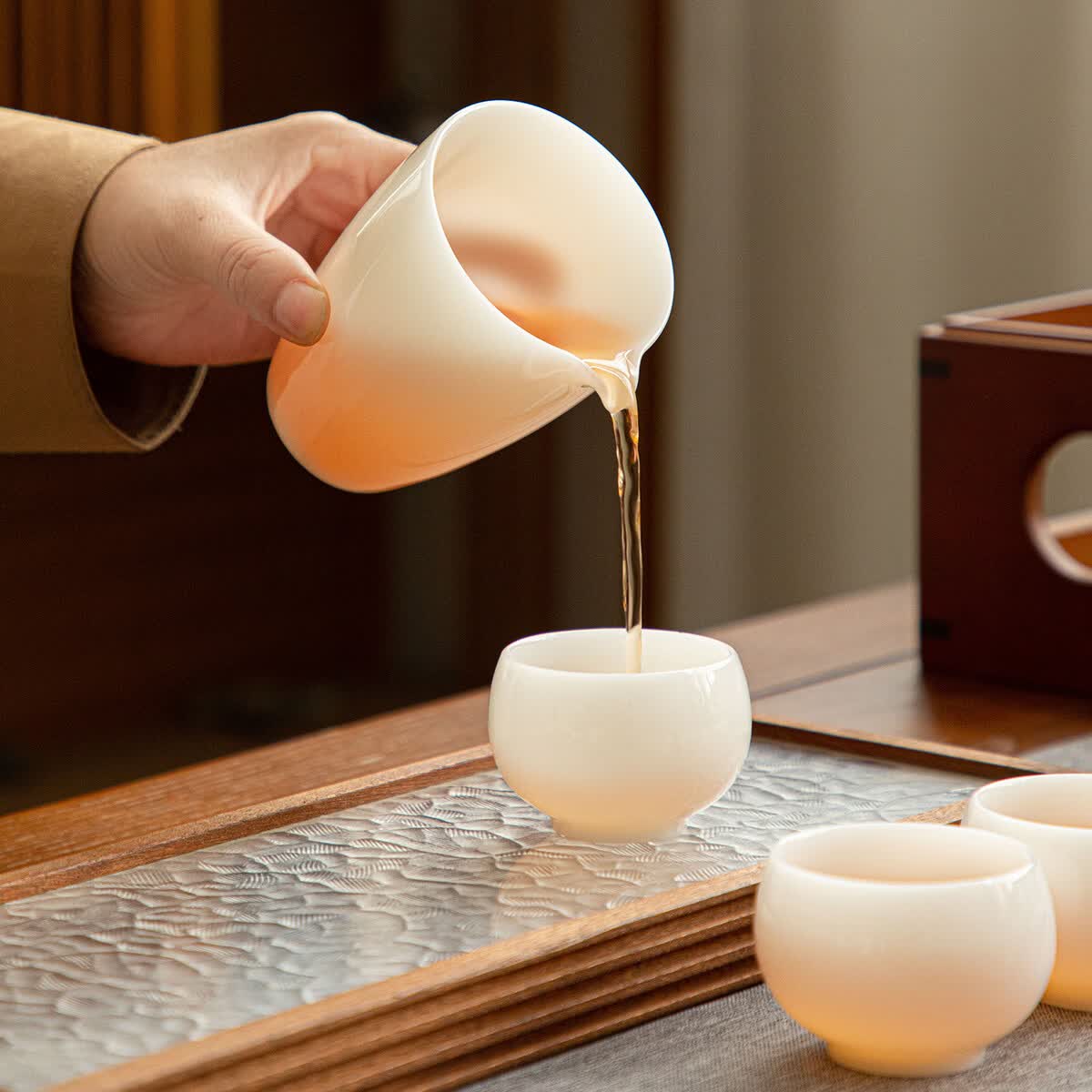 溥畔璞玉瓷冰种茶具套装功夫陶瓷盖碗茶杯泡茶2025新款茶具 璞玉瓷[聚宝杯+马蹄盖碗]礼盒装 11件
