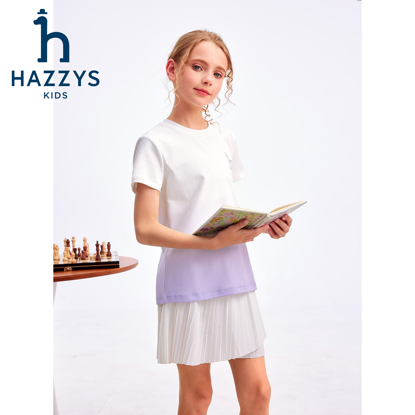 哈吉斯(HAZZYS)童装女童T恤2026夏新品针织液氨双面布透气短袖上衣 豆蔻紫 165 哈吉斯(HAZZYS)童装女童T恤2026夏新品针织液氨双面布透气短袖上衣 豆蔻紫 165