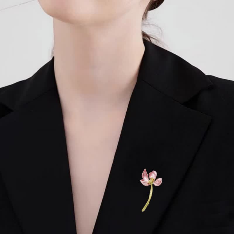 特玺中国风珍珠莲花胸针粉色珍女设计感国风古典优雅胸花气质别衣服配 粉色珍珠莲花 5.7*3cm