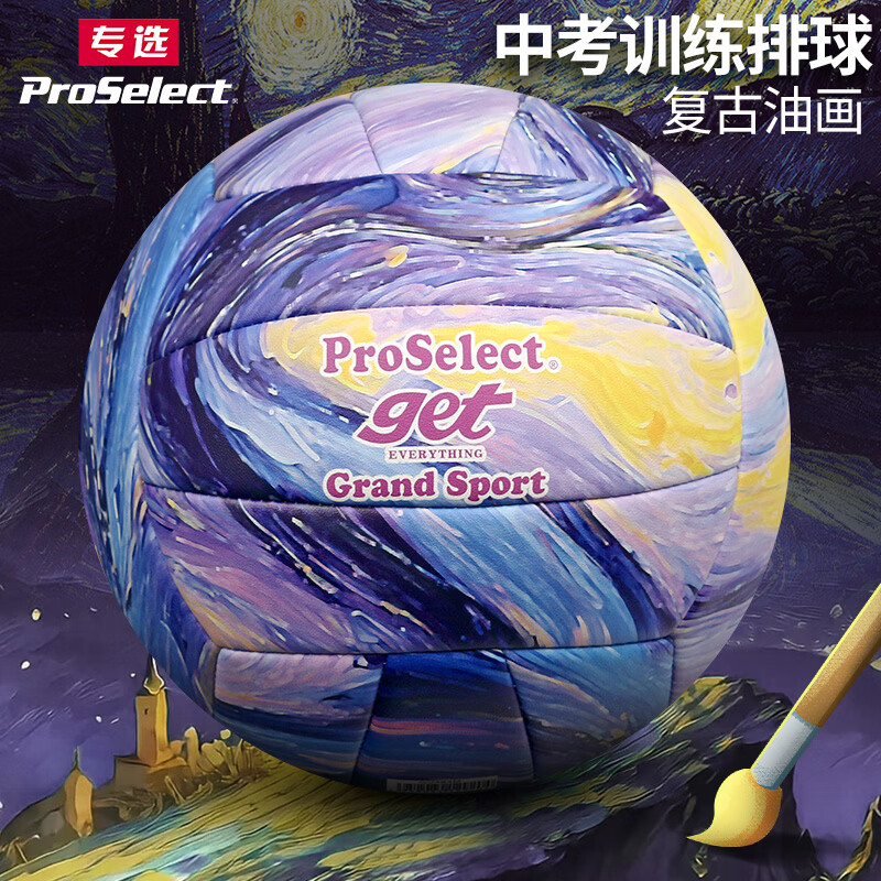 专选（ProSelect）排球发泡PU柔软耐磨时尚车缝沙滩学生校园训练中考考试标准排球 5号 GV484M【星空】