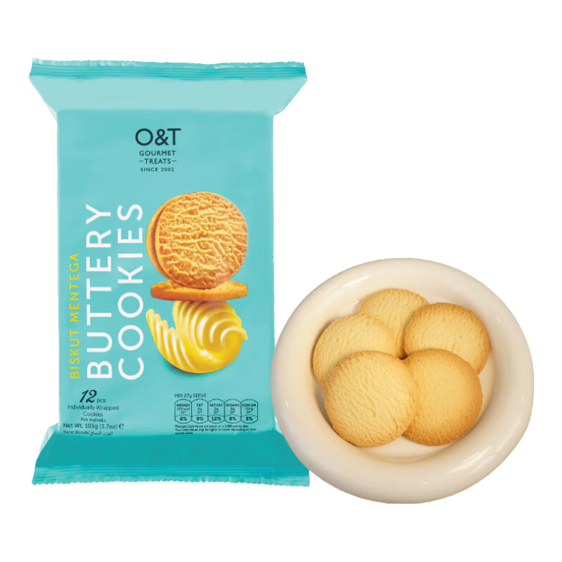 O&T GOURMET TREATS马来西亚进口奶油味曲奇饼干105g办公下午茶休闲零食糕点企业团购