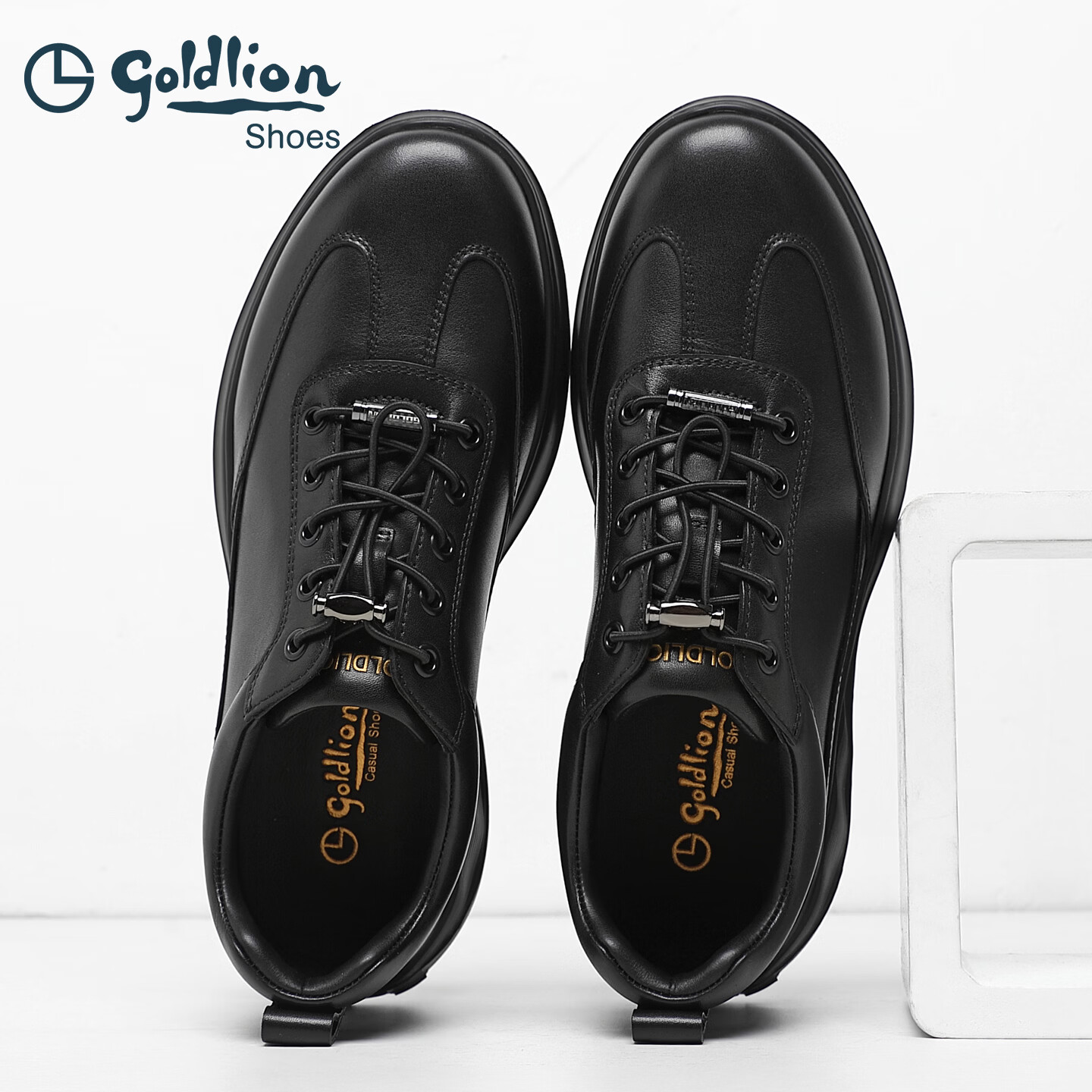 金利来(Goldlion)男鞋春季新款休闲皮鞋牛皮缝线免胶软底软面休闲运动鞋子35-48码 黑色 单层 46