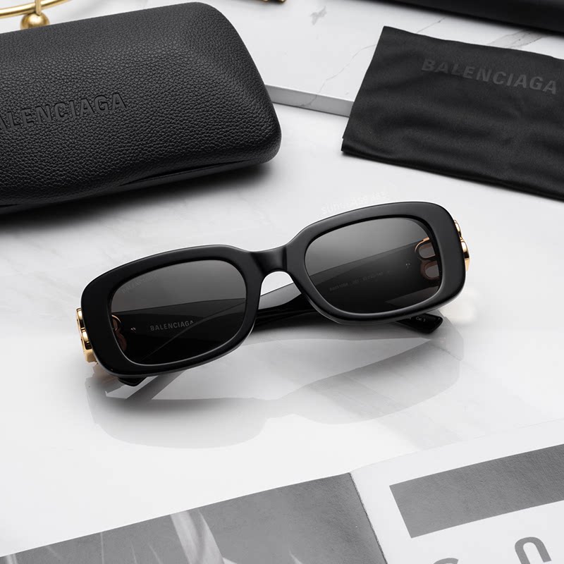 BALENCIAGABalenciaga巴黎世家墨镜男女款高级感时尚潮流猫眼太阳镜飞行墨镜 BB0310SK-001(权志龙同款)