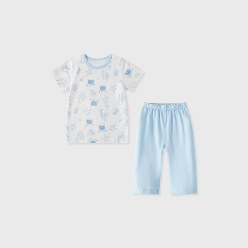 丽婴房（Les enphants）【安心棉】2026夏季新品男女童纯棉家居套装短袖套装儿童睡衣 【棉】海洋传奇 90 cm