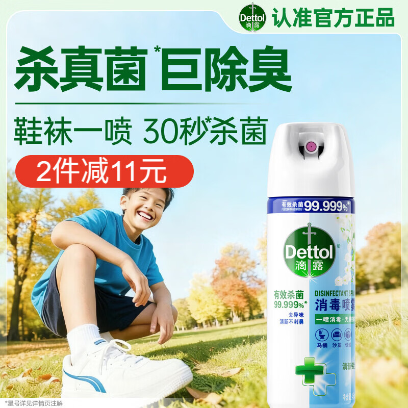 滴露（Dettol）消毒喷雾454ml鞋子除臭杀菌喷雾除臭喷雾马桶消毒床单除菌铃兰