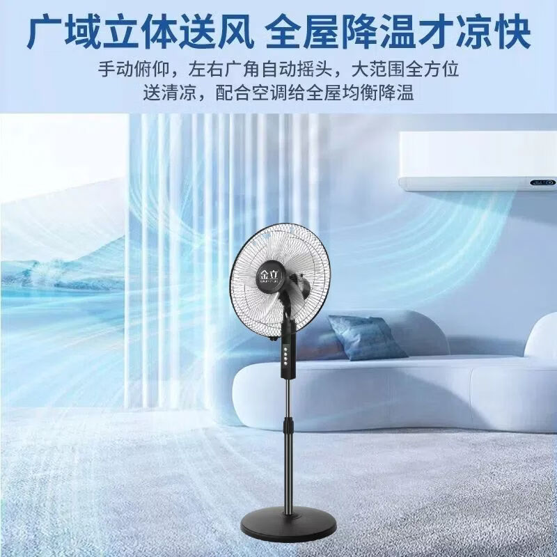 金立16寸电风扇落地扇家用轻音摇头台式立式宿舍节能加大风力卧室 机械经典款+3米电源线 品牌风扇16寸【破损包补寄】