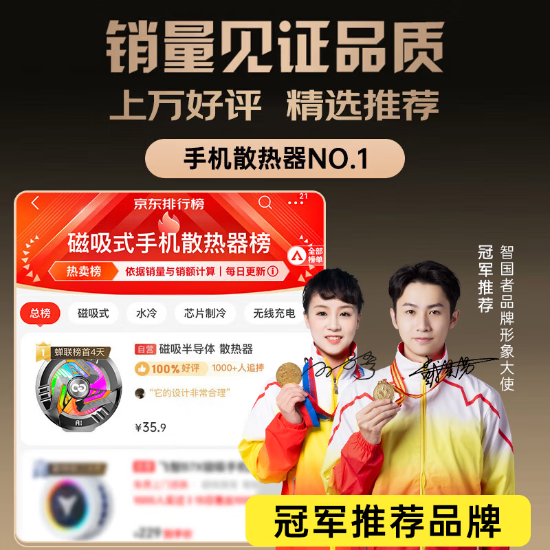 智国者【TOP榜第1名】手机散热器降温磁吸背夹平板电竞打游戏专用直播半导体制冷水吃鸡神器适用苹果iqoo