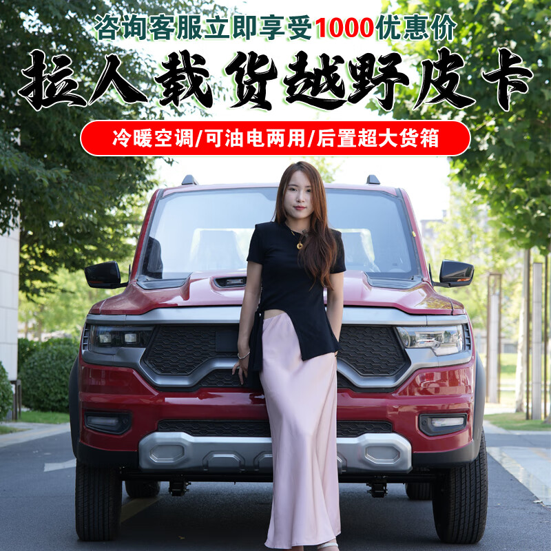 星彭新能源電動(dòng)綠皮卡四輪車(chē)雙排客貨家用代步車(chē)油電兩用新款電瓶車(chē)  鋰電升級(jí)款