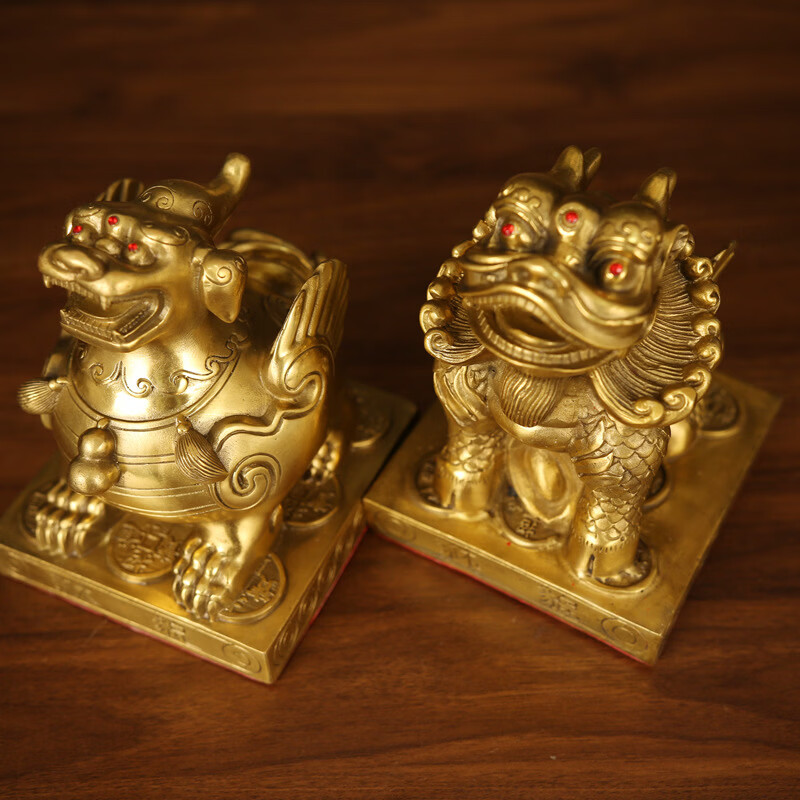 其他厂家批发黄铜貔貅桌面摆件大小号铜皮休办公室家居店铺开业礼品 X15号方底貔貅一对
