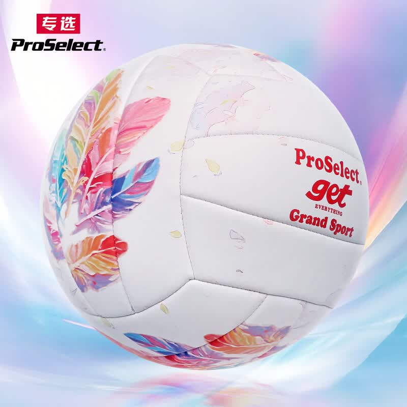 专选（ProSelect）排球发泡PU柔软耐磨时尚车缝沙滩学生校园训练中考考试标准排球 5号 GV485M【翎羽】