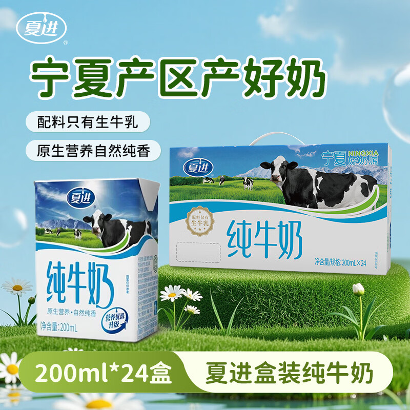 夏进纯牛奶200ml*24盒 家庭量贩装送礼整箱