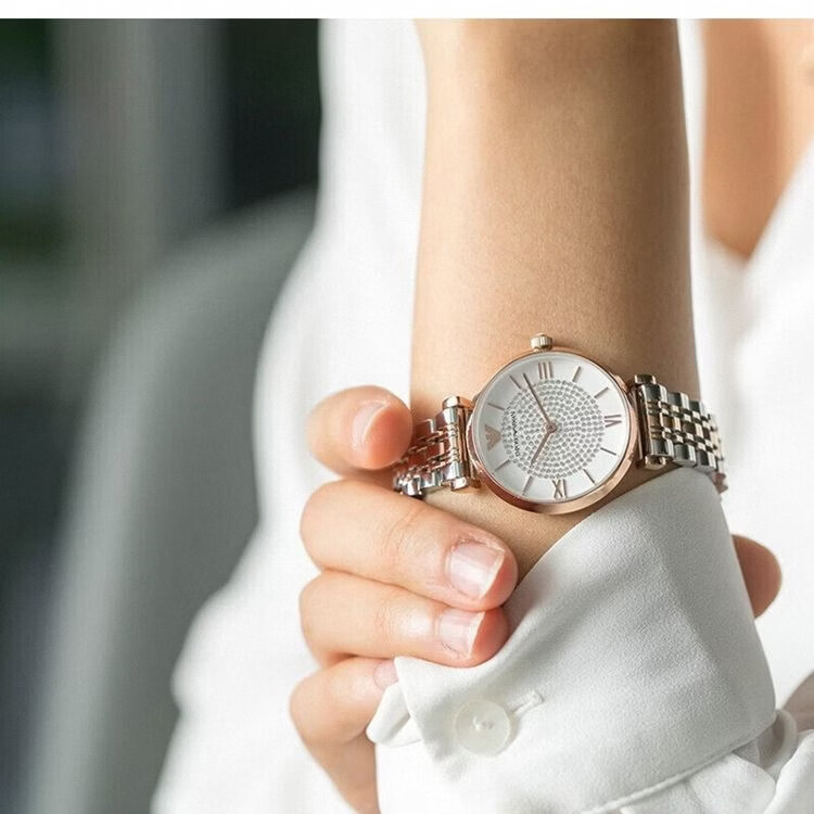 阿玛尼（ARMANI）Armani阿玛尼满天星系列手表女士腕表优雅轻奢送女友礼物AR11244 银色AR11445（质保10年）