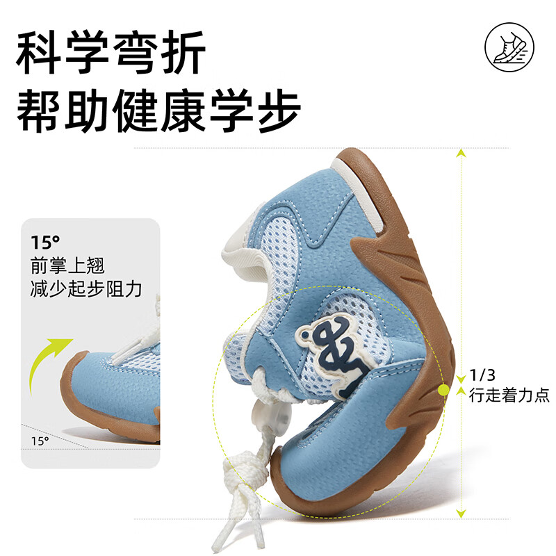 Lee童鞋春夏季新款儿童透气运动鞋男大童百搭跑步鞋女童 蓝色 33 【建议脚长205-210mm】