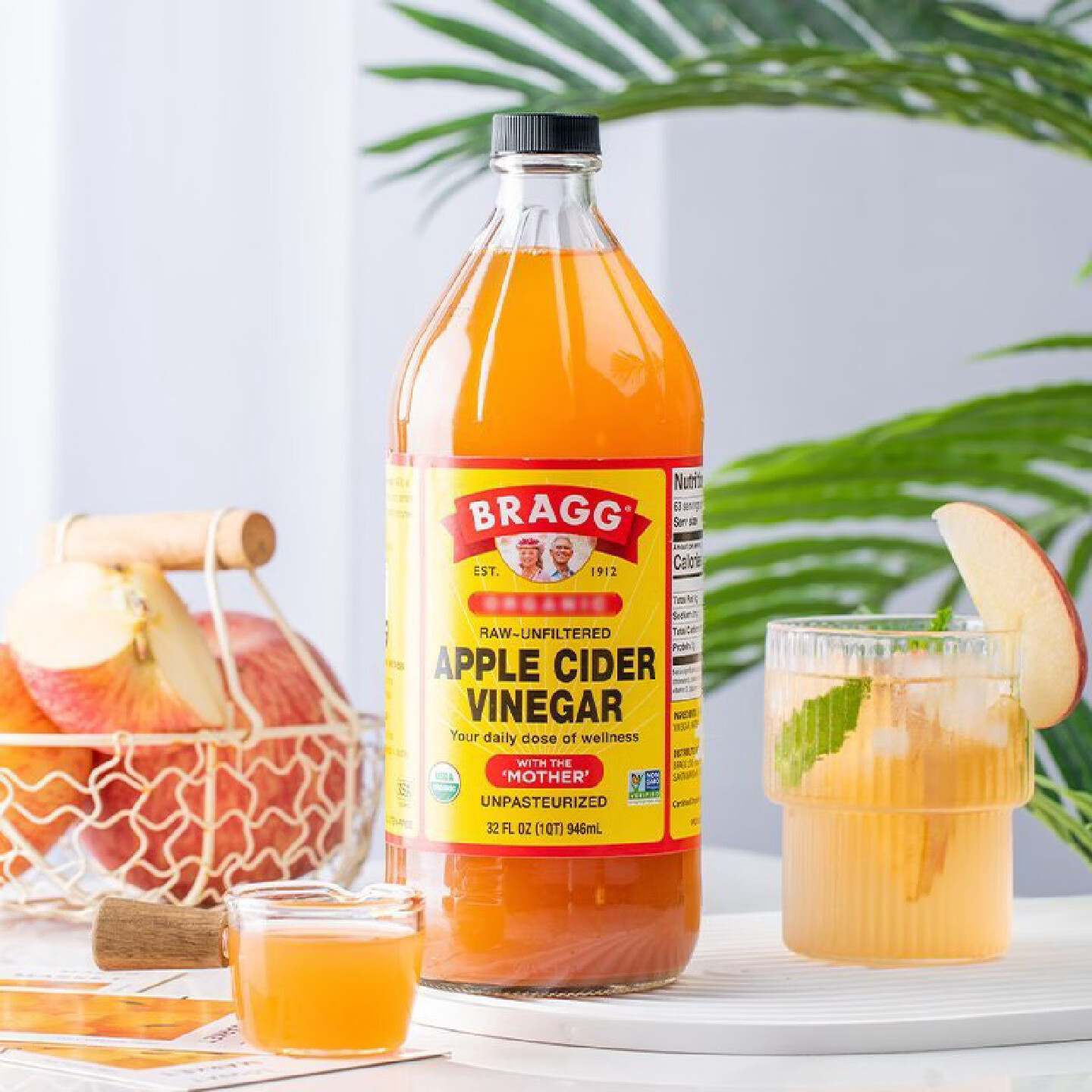 BRAGG美國進口濃縮純蘋果醋飲料無糖型原漿果醋生酮食用醋水果醋 【0脂肪】473ml