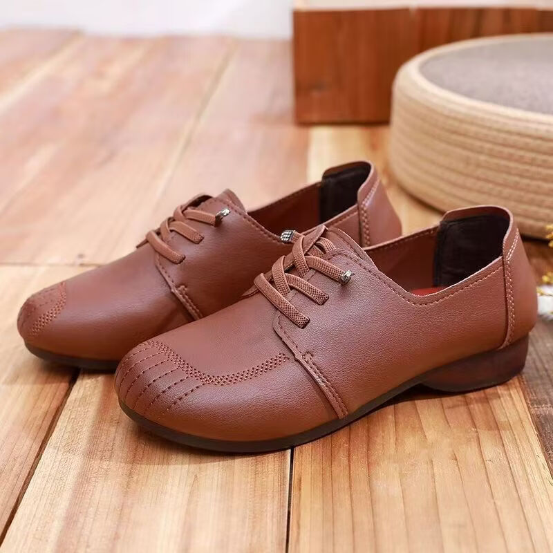 2026春季新款妈妈鞋耐磨软底软面防滑女鞋休闲百搭中老年单鞋t 棕色 36