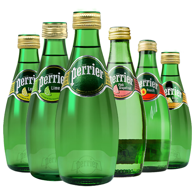 巴黎水(perrier) 充气天然矿泉水 法国进口果味气泡水 330ml 6瓶 1箱