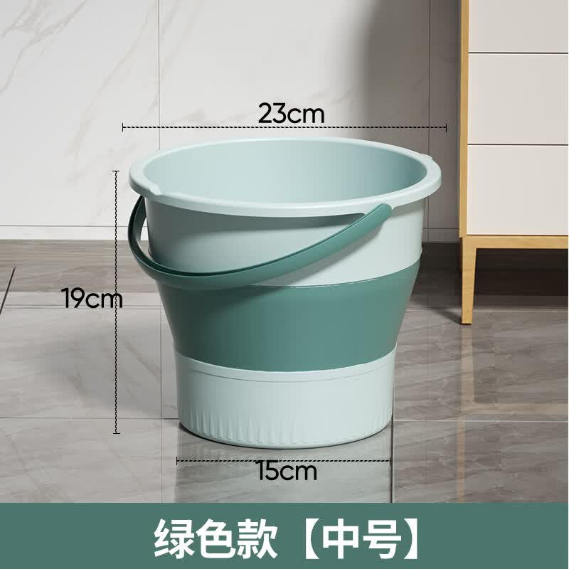 朴聪车用折叠水桶车载洗车桶塑料桶宿舍泡脚桶折叠桶拖把桶赶海钓鱼桶 中号绿色6L【可装10斤水】 多用途折叠水桶