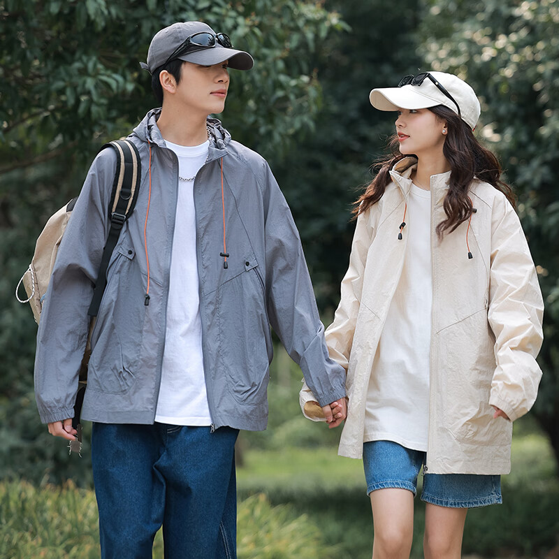 BEUNASLOER夏季新款潮流新款冰丝防晒衣男女款宽松超薄透气户外骑行防紫外线 灰色 M