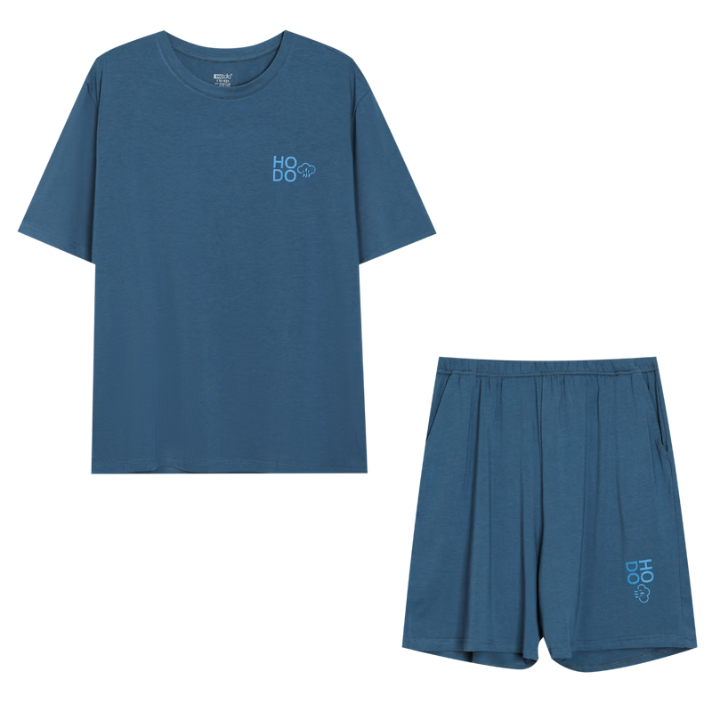 紅豆（Hodo）全棉可外穿情侶睡衣女夏款短袖家居服男寬松套裝 女士旦旦黃 L 170/92A