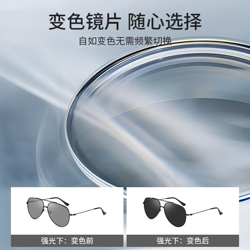 蔡司(ZEISS)镜片可选日夜两用变色太阳镜男开车驾驶专用偏光近视墨镜夜视眼镜 5102-黑框-0度colorein镜片浅灰变深灰(日夜两用)