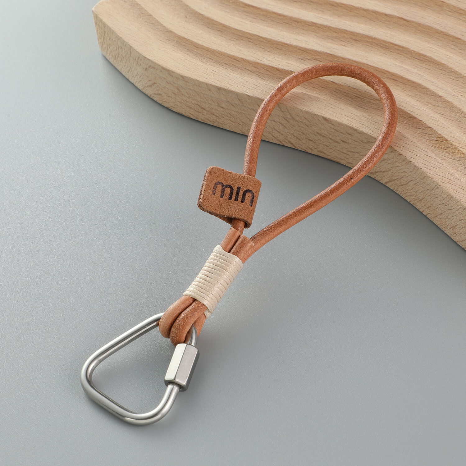 溥畔手工编织牛皮绳绑腊线短款手机绳U盘防丢挂件汽车钥匙扣 本色绳扣+咖啡线