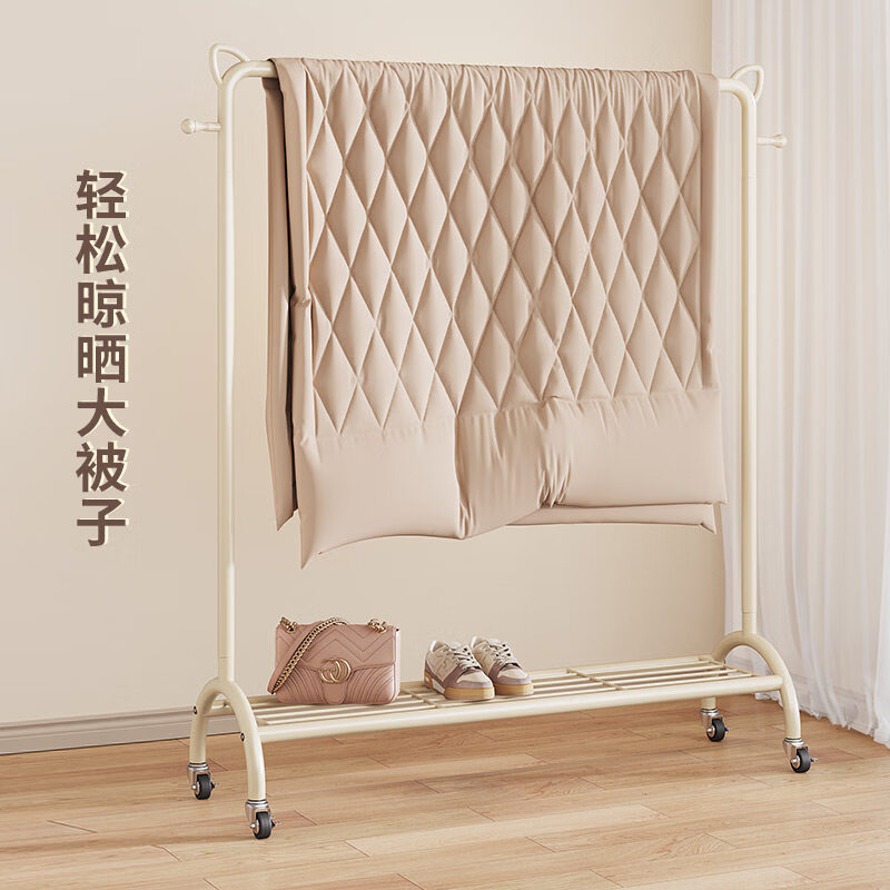 咏幻加粗晾衣架移动挂衣架杆落地卧室内家用儿童房间衣服收纳置物架子 轻奢金6 0【22加粗管/可挂冬衣】