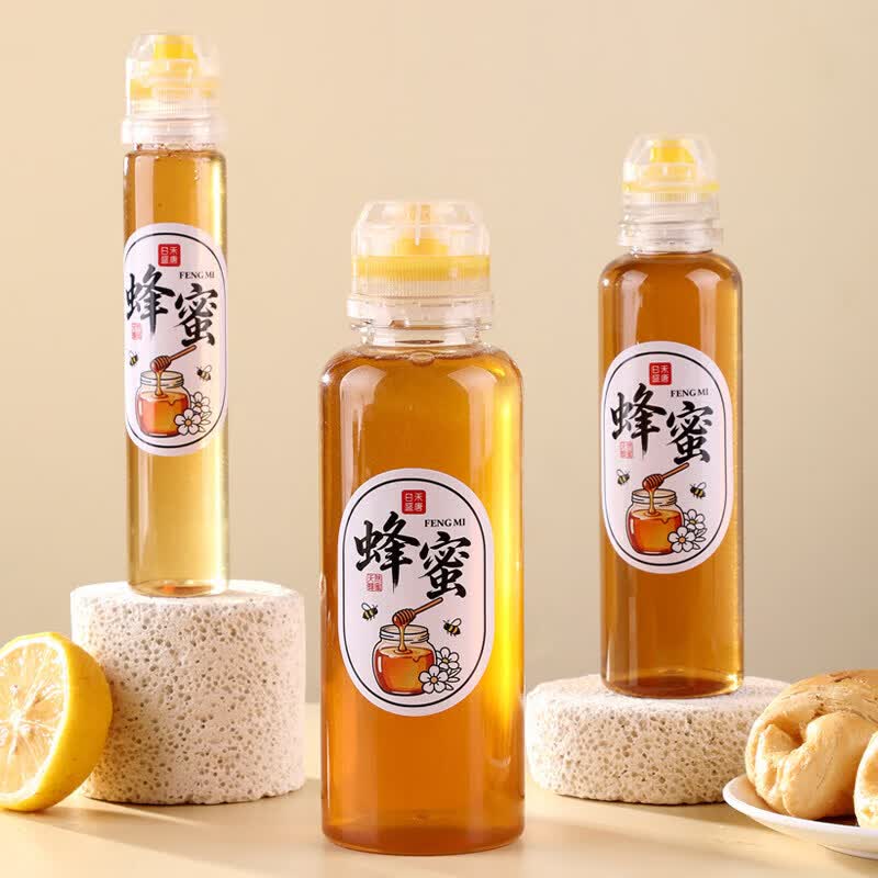 日禾盛唐蜂蜜便携分装挤压瓶子食品级家用装蜂蜜的专用密封塑料罐空瓶 9个【装250克蜜】送贴纸+漏斗