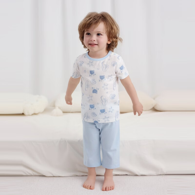 丽婴房（Les enphants）【安心棉】2026夏季新品男女童纯棉家居套装短袖套装儿童睡衣 【100%棉】海洋传奇 150 cm