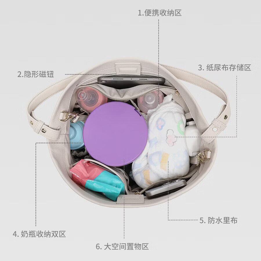 RIVA VOGEL大容量妈咪包托特单肩斜跨两用轻便母婴外出收纳百搭经典包待产包 奶茶咖