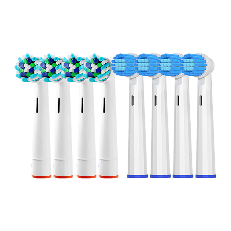 东耐伦适配博朗欧乐B/OralB电动牙刷头D12/D16/D100/P2000/P4000/3709替换头 8支 深度清洁型+多角度清洁型牙刷头