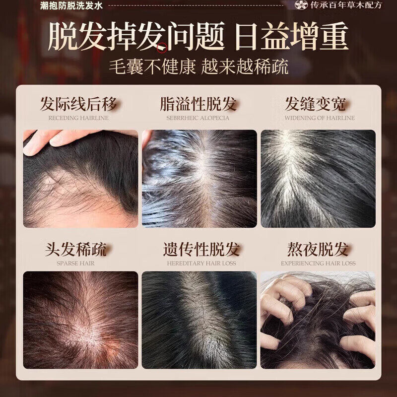 胖东来同款生姜侧柏叶防脱育发洗发水纯中药固发养发增发控油蓬松 3瓶装针对重度脱发长出新发