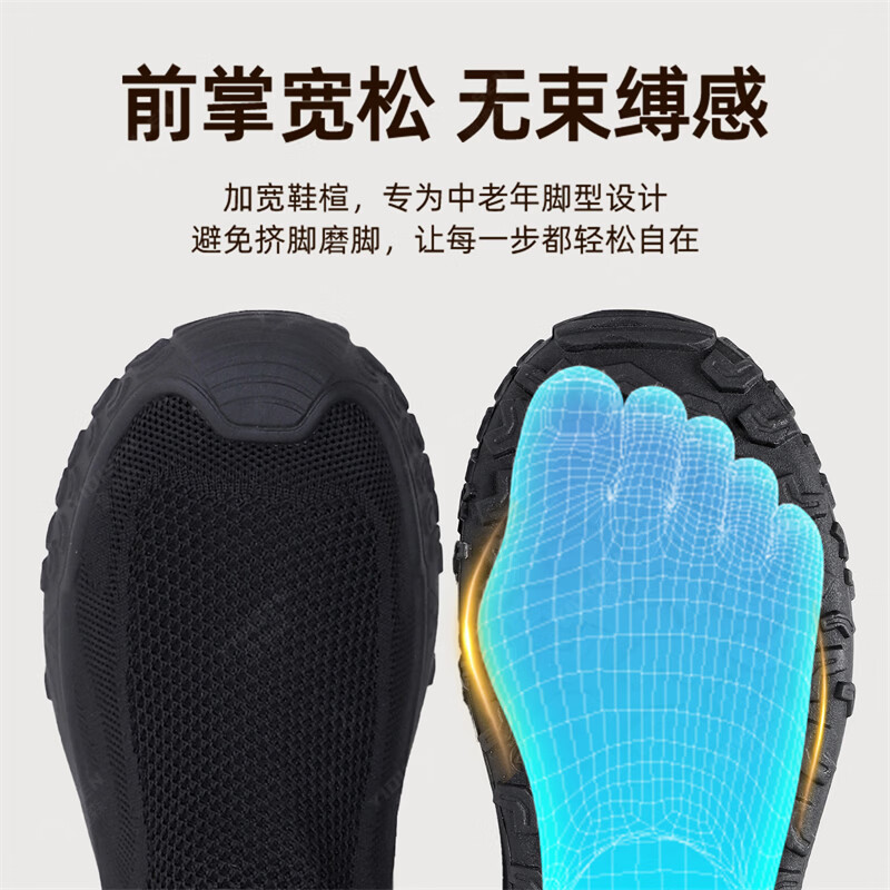 意迪森2026新款男士休闲鞋透气网面软底防滑中老年舒适一脚蹬轻便爸爸鞋 灰色 单层 39 (245mm)