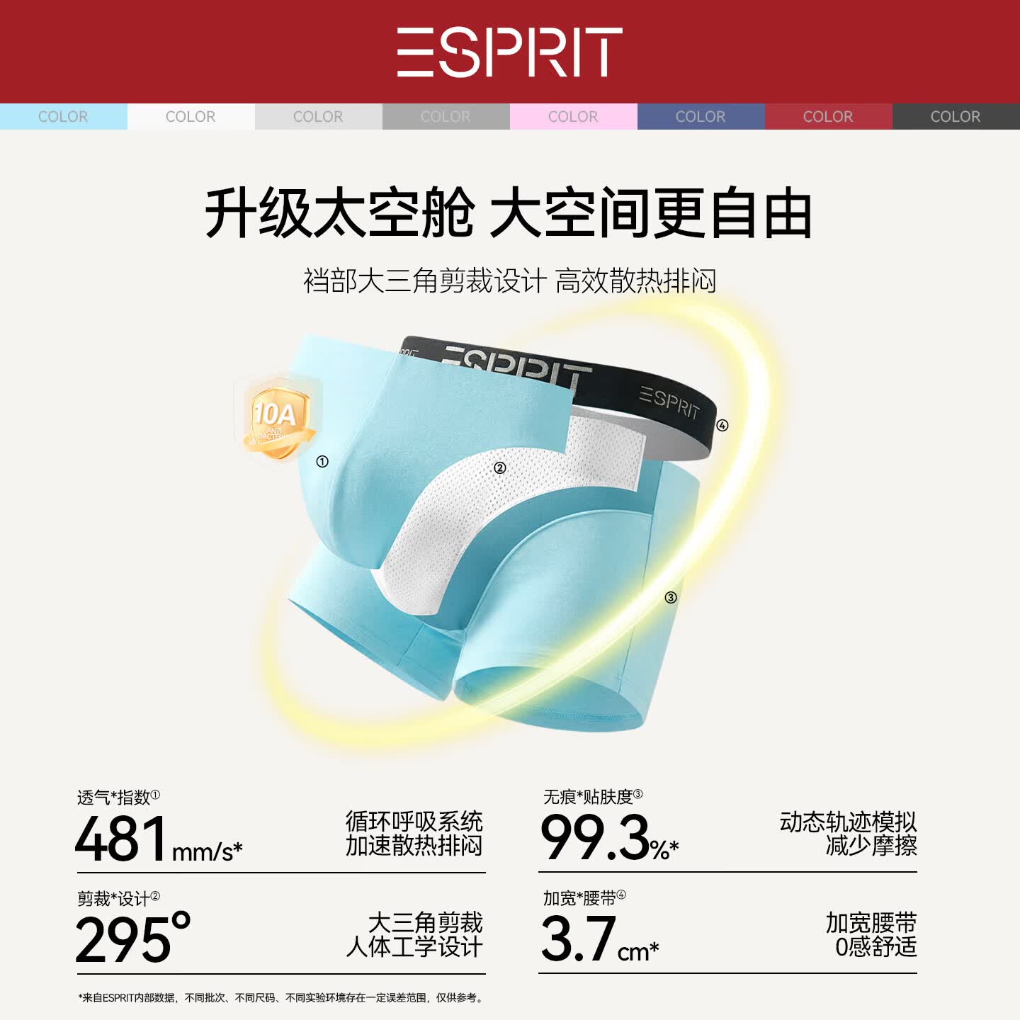 埃斯普利特(Esprit)男士内裤男纯棉10A抗菌裤四角短裤夏季吸汗透气运动男生大码平角k 马球黑+米白色+麻灰色【头等舱】 送礼盒+手提礼袋 2XL 180 (150斤-170斤)