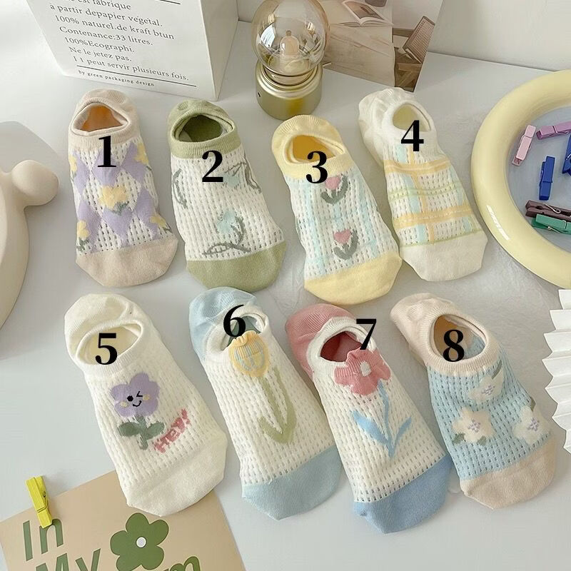 小红书同款镂空网眼AA 1+2+3+4+5 夏季薄款日系可爱隐形船袜女