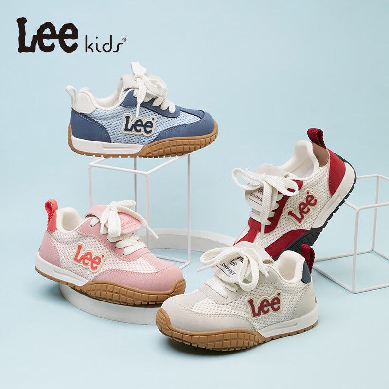 Lee童鞋春夏季新款儿童网面跑步鞋女大童透气运动鞋男童 X0196 兰色 36 【建议脚长220-225mm】