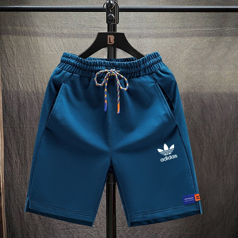 三叶草贝壳头刺绣logo男女同款纯棉运动短裤大码针织宽松五分裤休闲情侣沙滩裤 灰色 5XL 建议体重200-215斤