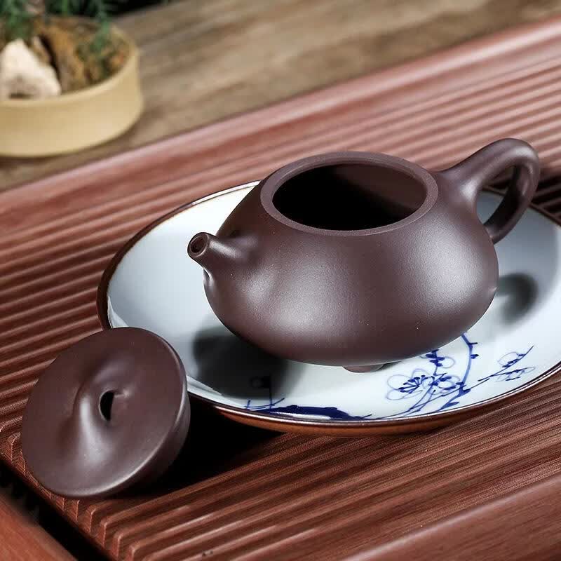 宜兴原矿老紫泥紫砂壶手工制作景舟石瓢茶壶球孔出水名家手作紫砂 紫泥