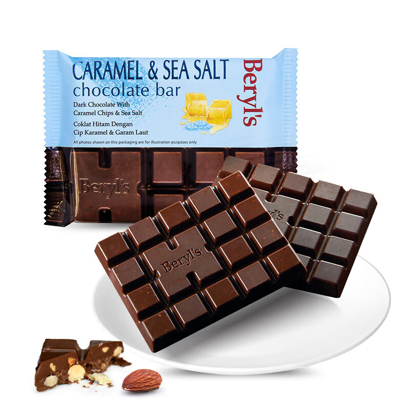 扁桃仁奶油焦糖海盐黑巧克力牛奶榛子夹心蔓越莓草莓 扁桃仁奶油焦糖海盐黑巧克力100g