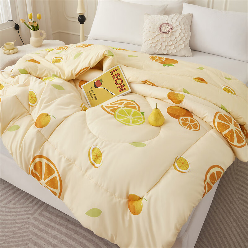 唐纳家纺空调被夏季凉感夏被可机洗透气不闷汗双人薄款夏凉被 亲肤棉四季被-心想事成【单夏被 裸睡】 150cm*200cm