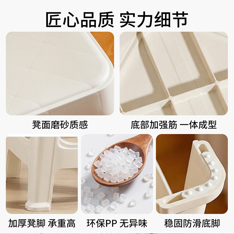 JEKO&JEKO塑料椅子凳子可叠放家用加厚结实耐用客厅餐椅餐凳板凳座椅换鞋凳 灰色1个 · 体验装【加厚加固 | 防滑耐用】