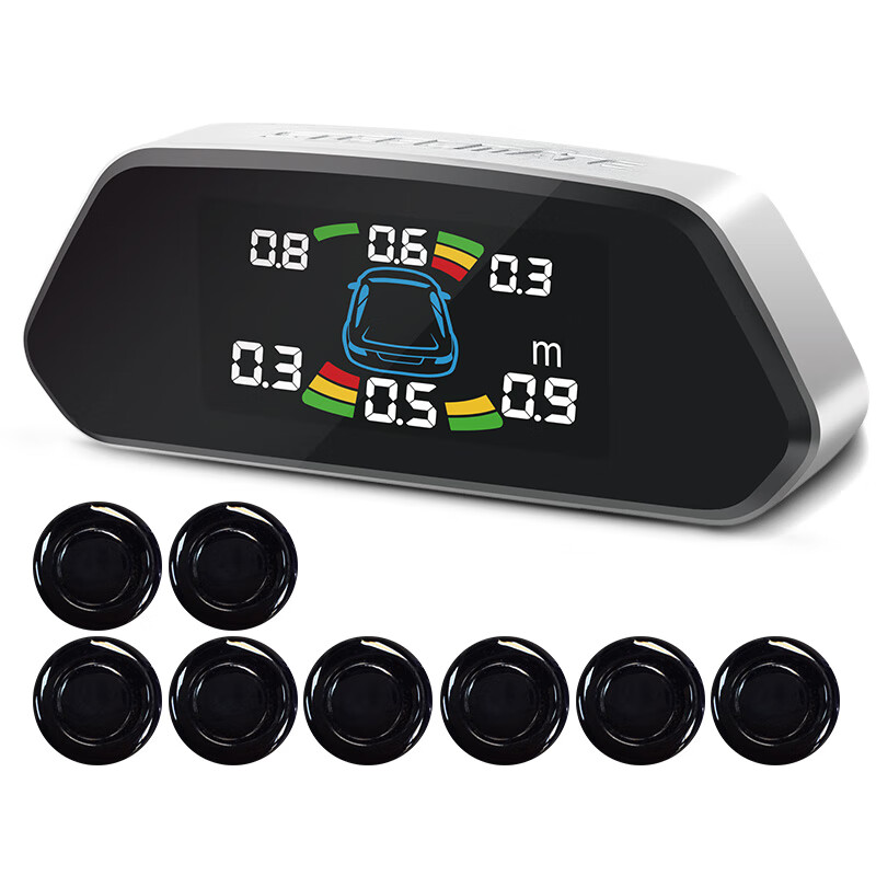 铁将军(steelmate)汽车倒车雷达 -彩屏-前4后4雷达 8探头 通用车型-黑色