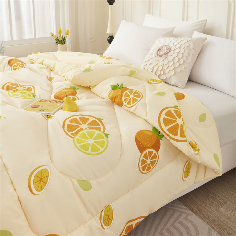 唐纳家纺空调被夏季凉感夏被可机洗透气不闷汗双人薄款夏凉被 亲肤棉四季被-心想事成【单夏被 裸睡】 150cm*200cm