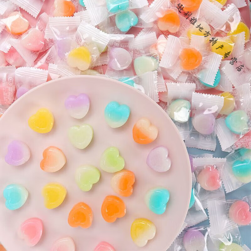 食芳溢网红高颜值心形少女心硬糖酸甜果味休闲招待客户零食散装糖果