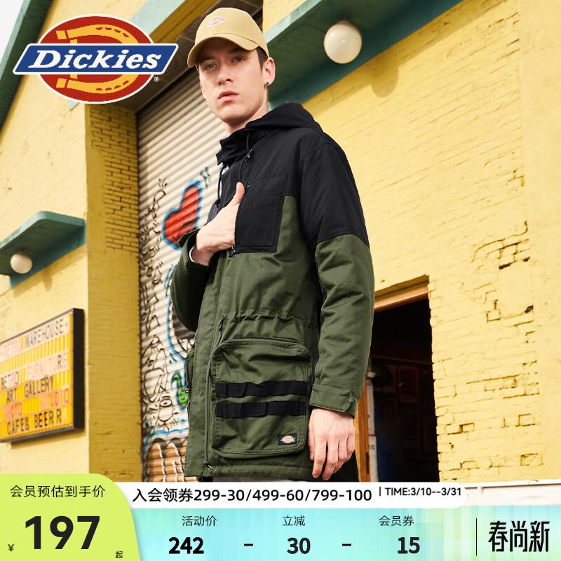 Dickies 字母印花棉衣外套 男式休闲百搭外套 棉服男 9459 黑色 （宽松版型） L