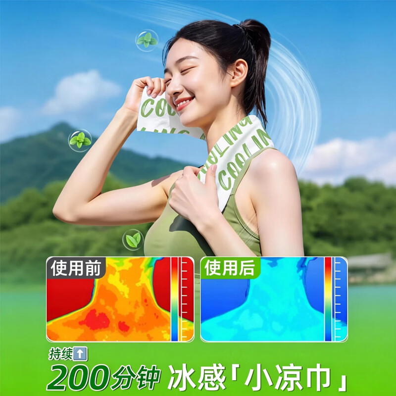 万宝绿冰感湿巾开学军训降温冰凉巾止汗解暑瞬感冰凉户外运动独立便携 【0酒精丨母婴易敏推荐】【薄荷青柠】 1抽 1包 共12包 凉感持续200分钟